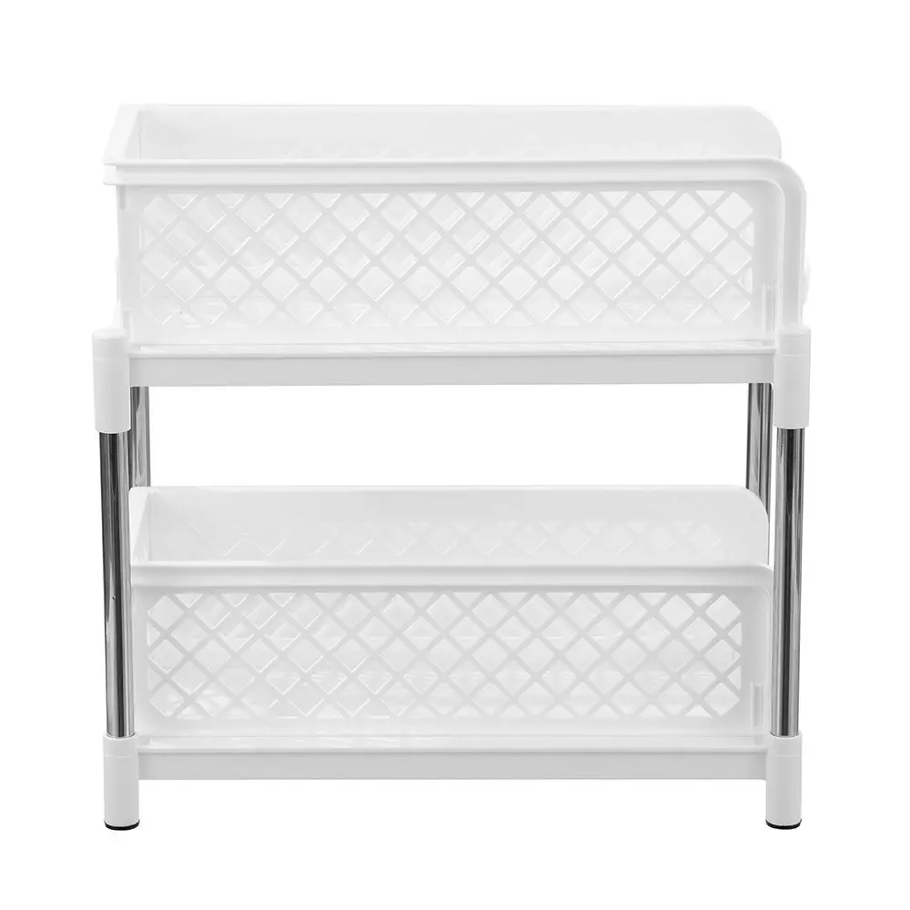 Boxsweden 38cm 2 Tier In-Cupboard Drawer Unit Stand Storage Home Organiser White