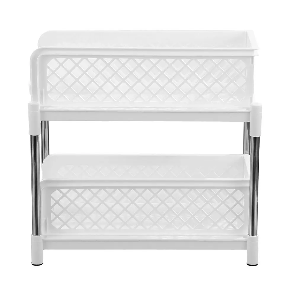 Boxsweden 38cm 2 Tier In-Cupboard Drawer Unit Stand Storage Home Organiser White