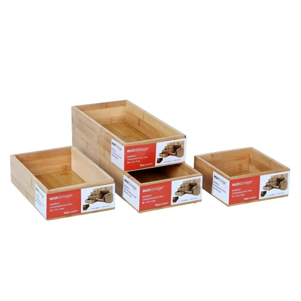 Boxsweden Bamboo Organisation Tray 30x15cm Storage Organiser Holder Container