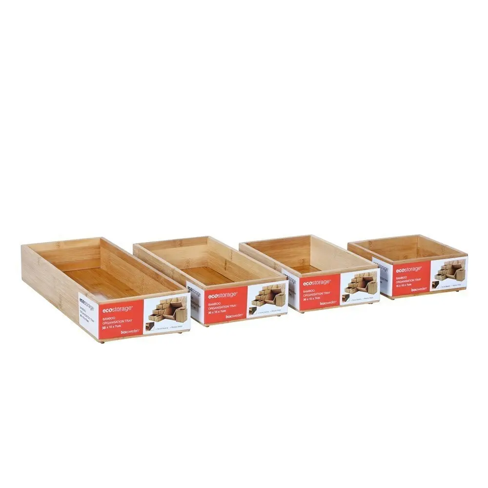 Boxsweden Bamboo Organisation Tray 30x15cm Storage Organiser Holder Container