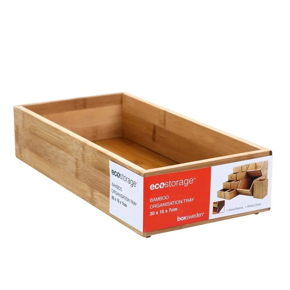 Boxsweden Bamboo Organisation Tray 30x15cm Storage Organiser Holder Container