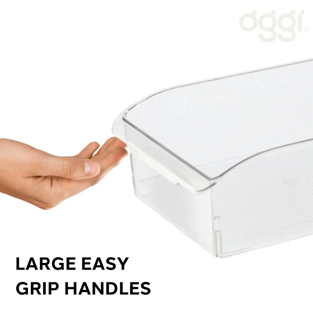 Oggi 30x14cm Storage Bin Food Pantry/Fridge Organiser w/Finger Grip Handle Clear