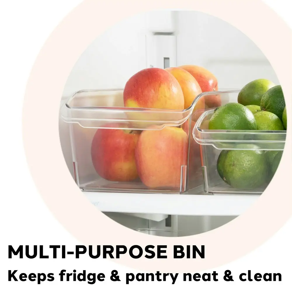 Oggi 30x14cm Storage Bin Food Pantry/Fridge Organiser w/Finger Grip Handle Clear