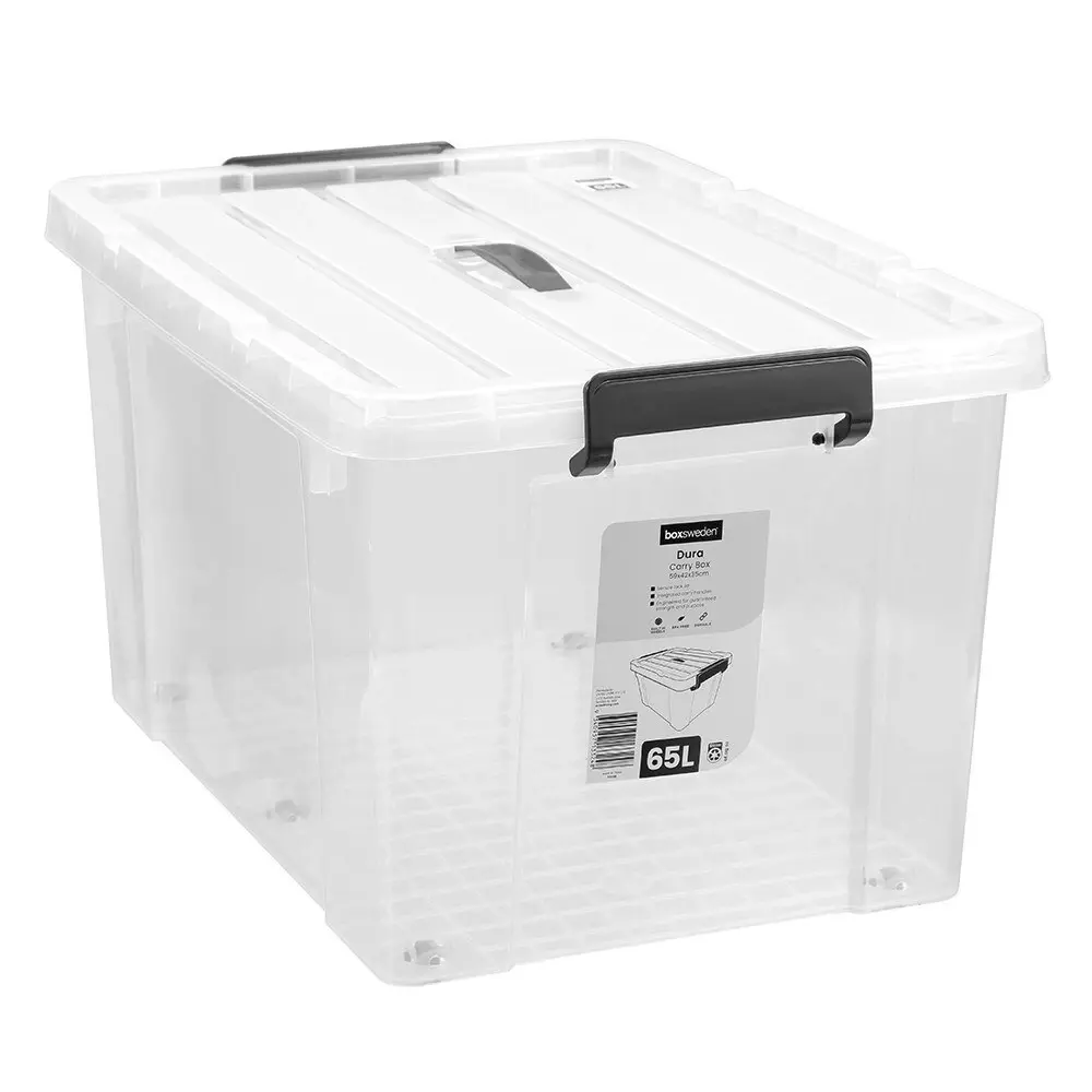 Boxsweden Dura 59cm/65L Carry Box w/ Wheels/Lid Storage Home Organiser White