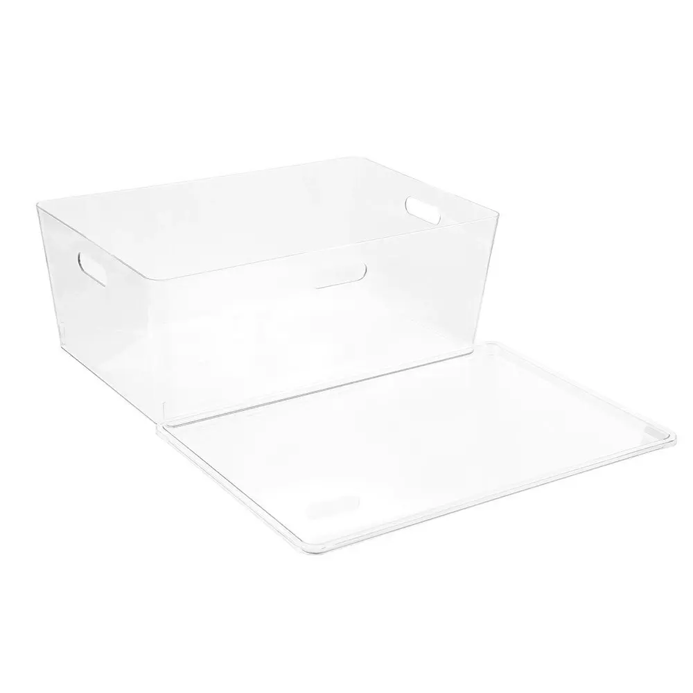 Boxsweden Crystal Tidy Box 52cm/24L Storage w/ Lid Stackable Organiser Clear