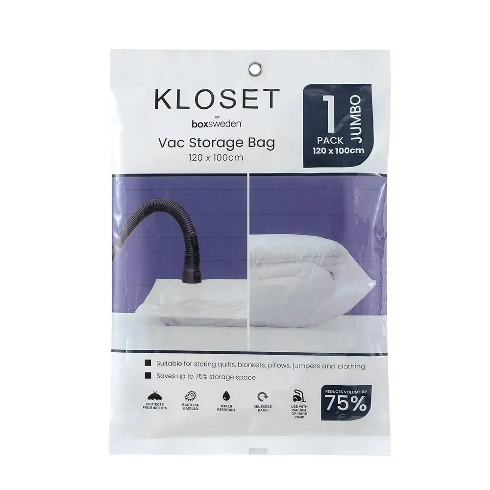 4x Boxsweden Kloset 120x100cm Vac Storage Bag Sealed Clothes/Bed Linen Organiser