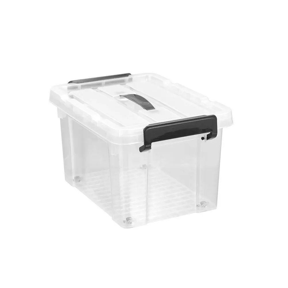 2x Boxsweden Dura 16L/38cm Carry Box Storage Container w/ Lid Rectangle Clear