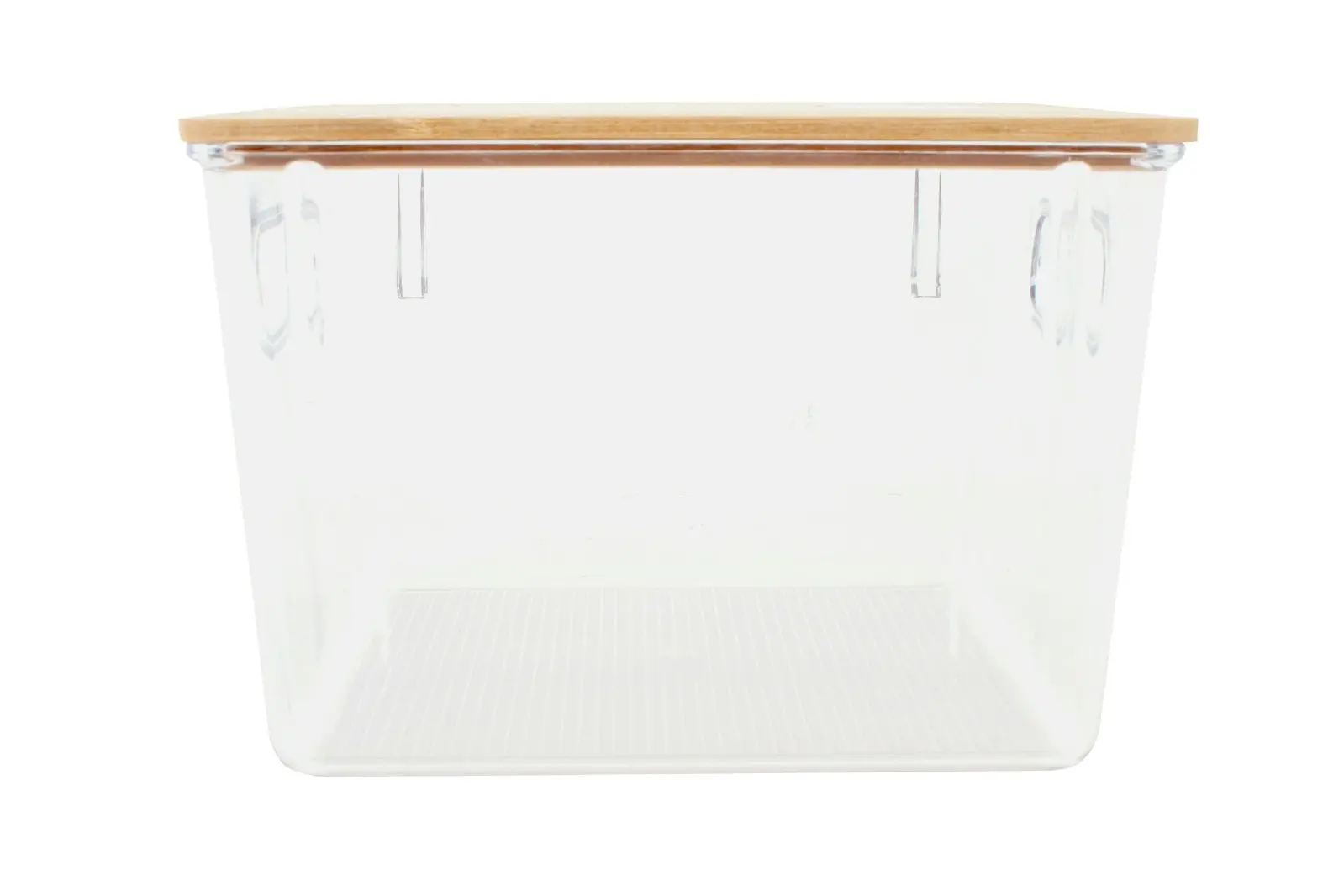 2x Home Expression 21x19cm Storage Basket w/Bamboo Lid Rectangle Organiser Clear