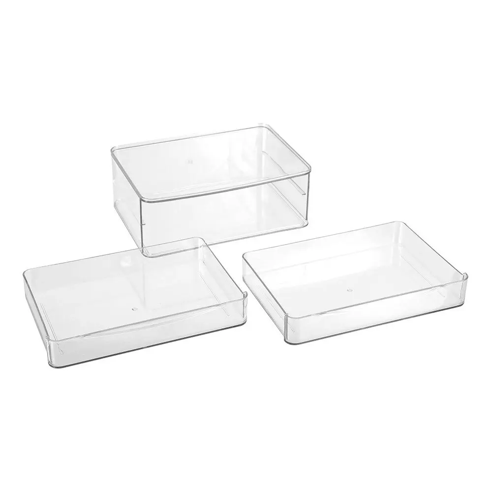 2x Boxsweden Crystal 2-Drawer 25x9.5cm Storage Unit Home Organiser Container