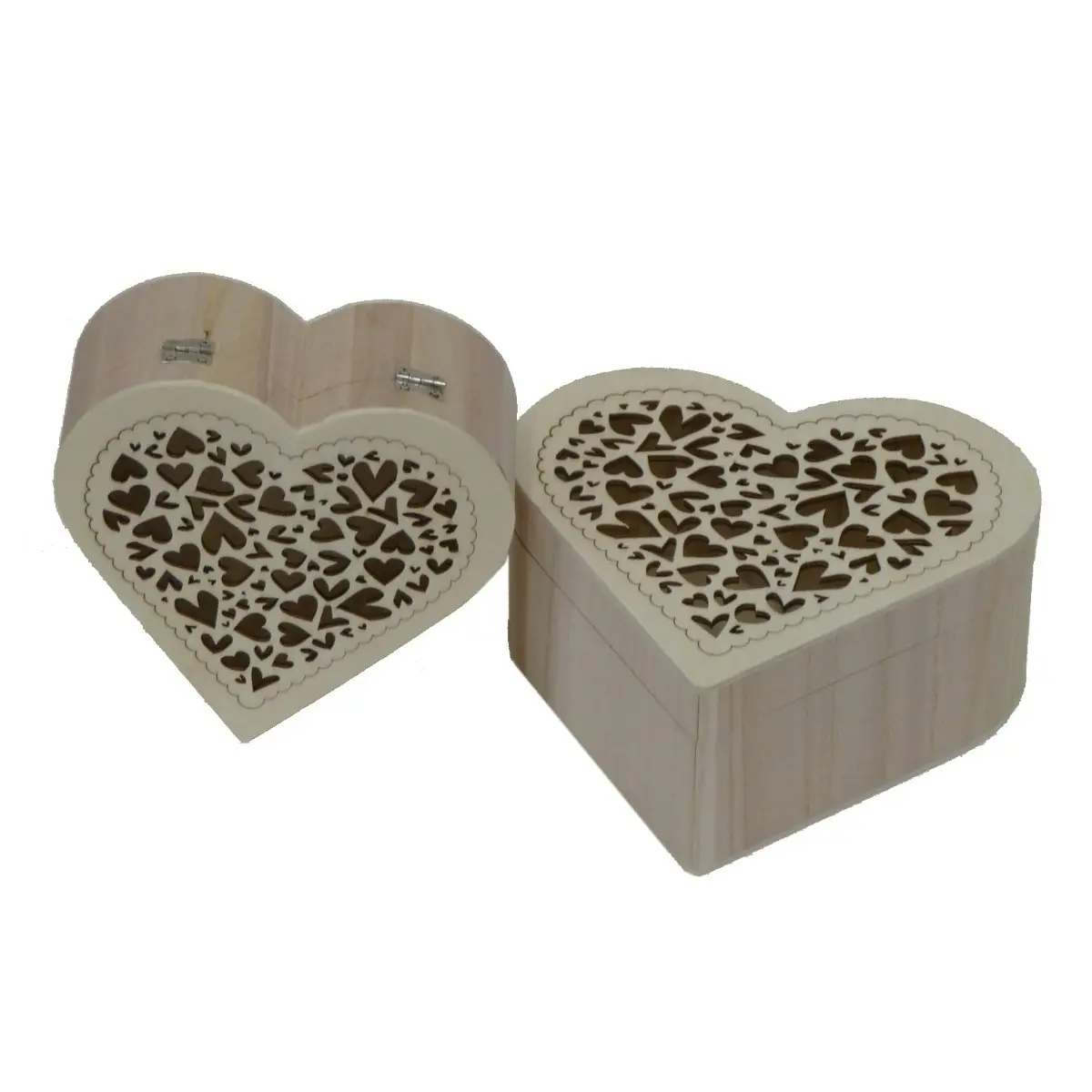 2x 2pc Boyle Craftwood Heart-Shaped Storage Organiser Jewelry Box w/ Lid Set