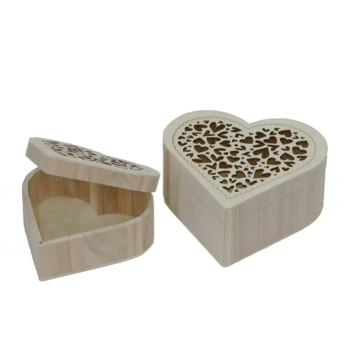 2x 2pc Boyle Craftwood Heart-Shaped Storage Organiser Jewelry Box w/ Lid Set