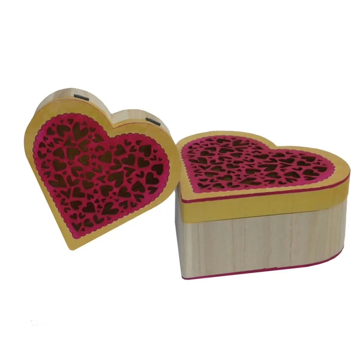 2x 2pc Boyle Craftwood Heart-Shaped Storage Organiser Jewelry Box w/ Lid Set