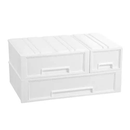 2x Boxsweden 28.5x26cm Stacking Drawer Organiser Home Storage Container WHT