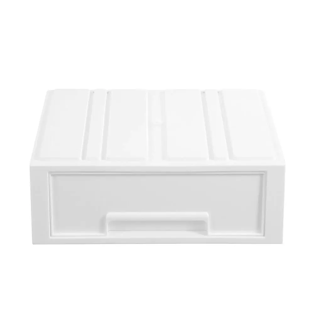 2x Boxsweden 28.5x26cm Stacking Drawer Organiser Home Storage Container WHT