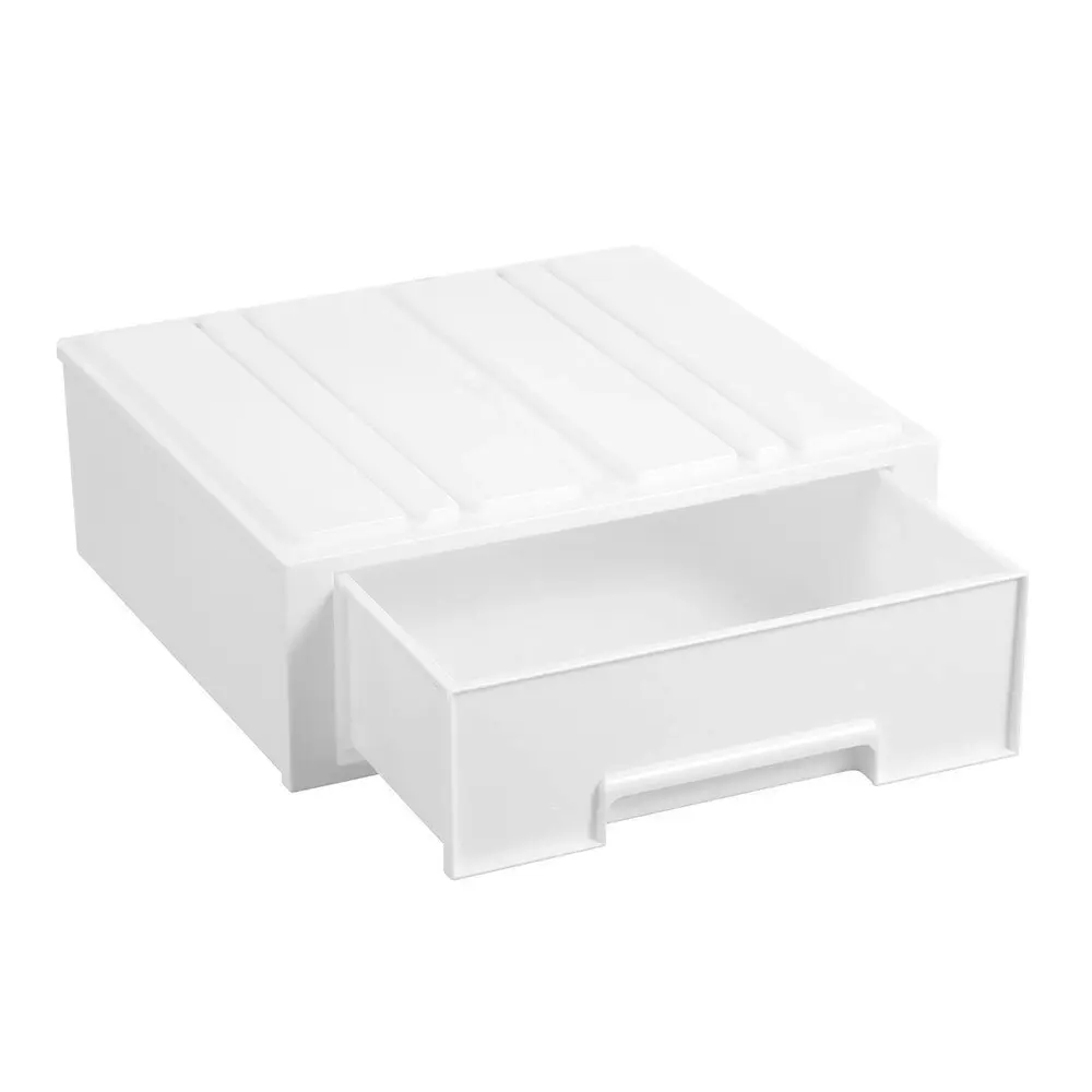 2x Boxsweden 28.5x26cm Stacking Drawer Organiser Home Storage Container WHT