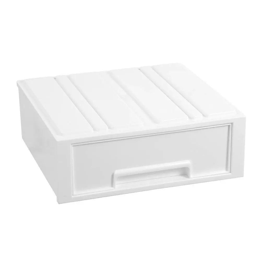 2x Boxsweden 28.5x26cm Stacking Drawer Organiser Home Storage Container WHT