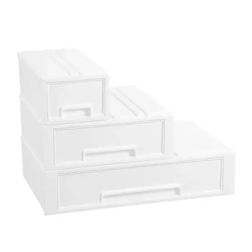 2x Boxsweden 28.5x26cm Stacking Drawer Organiser Home Storage Container WHT