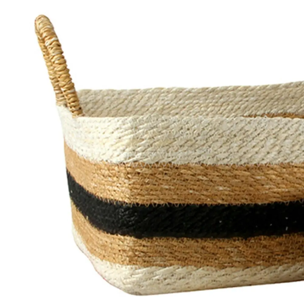 2pc Maine & Crawford Izzy Stripe Jute 30/40cm Rectangle Basket Storage Organiser