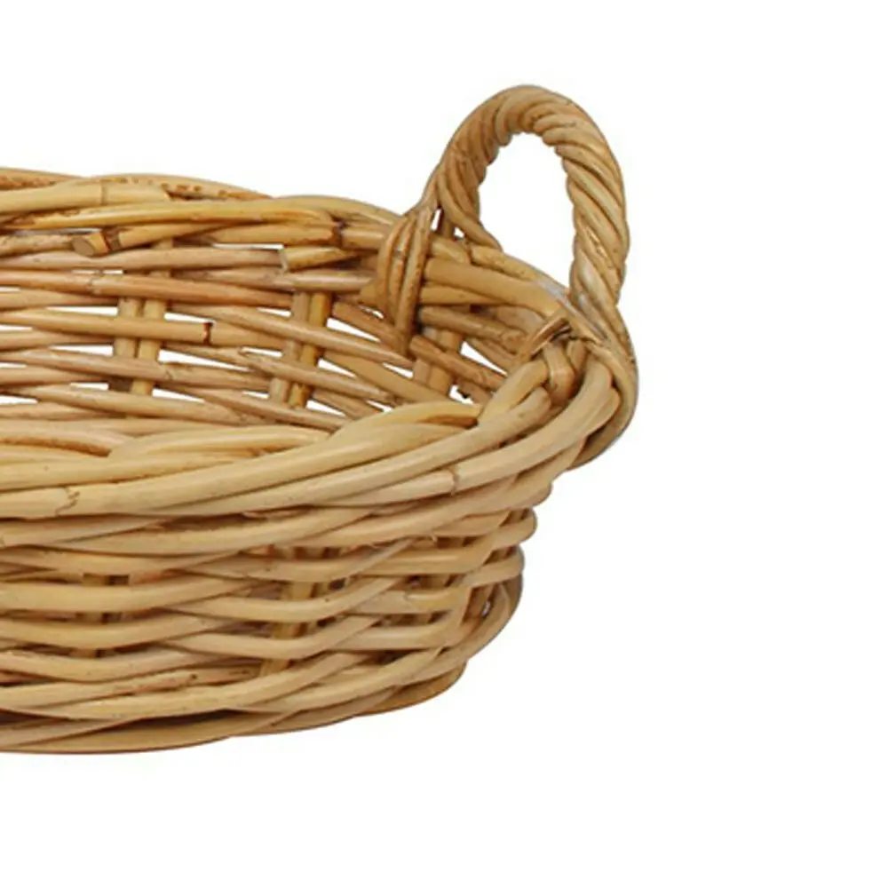 2pc Maine & Crawford Chelle 45cm Rattan Oval Log Basket Storage w/Handle Natural