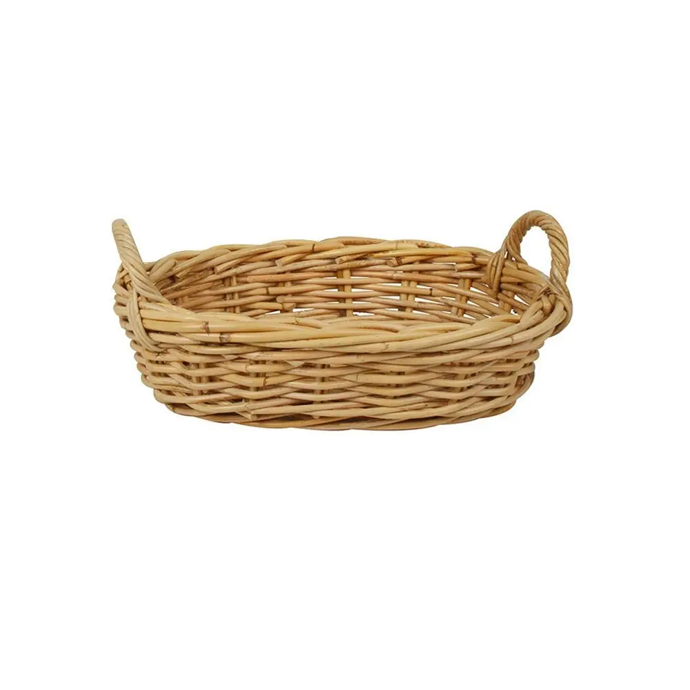 2pc Maine & Crawford Chelle 45cm Rattan Oval Log Basket Storage w/Handle Natural