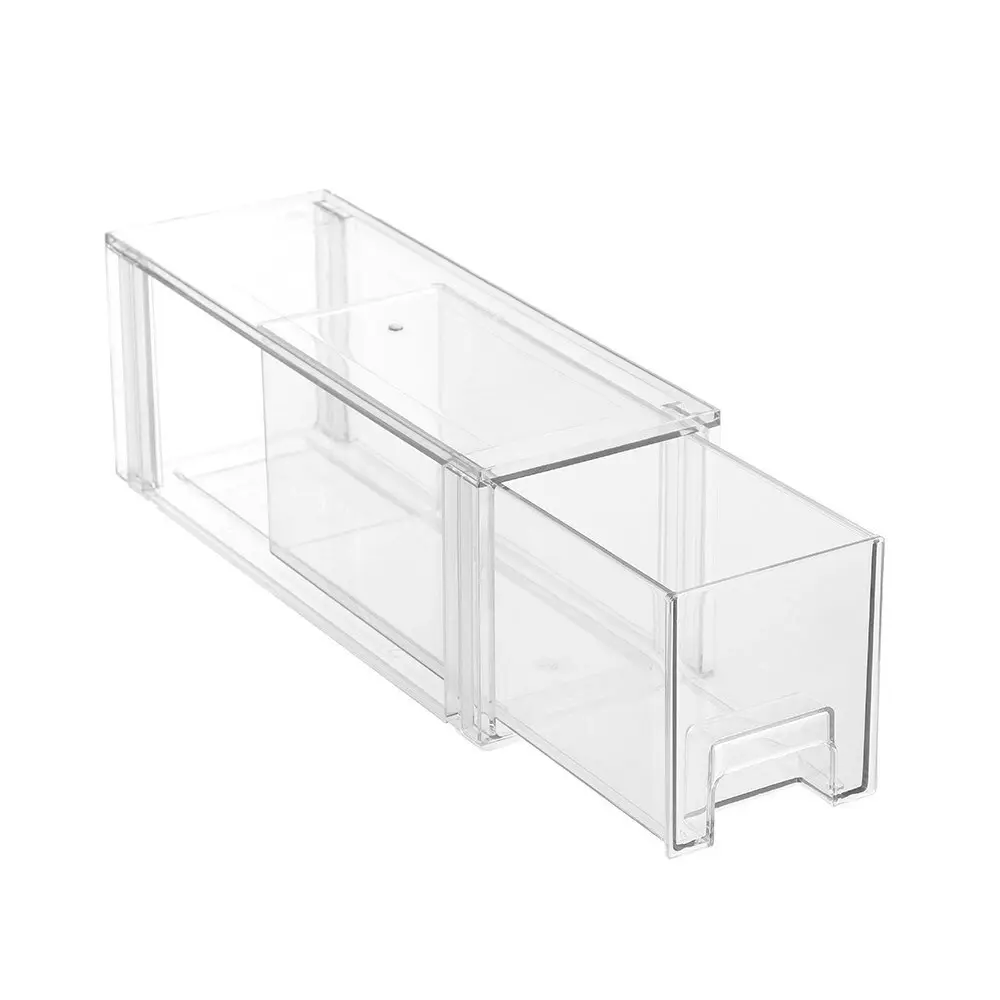 2x Boxsweden Crystal Stackable Slim 35cm Drawer Home/Office Organiser w/ Handles