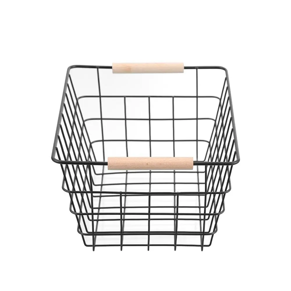 4x Boxsweden Toska 30cm Wire Basket Storage Organiser w/ Beech Handle Assorted