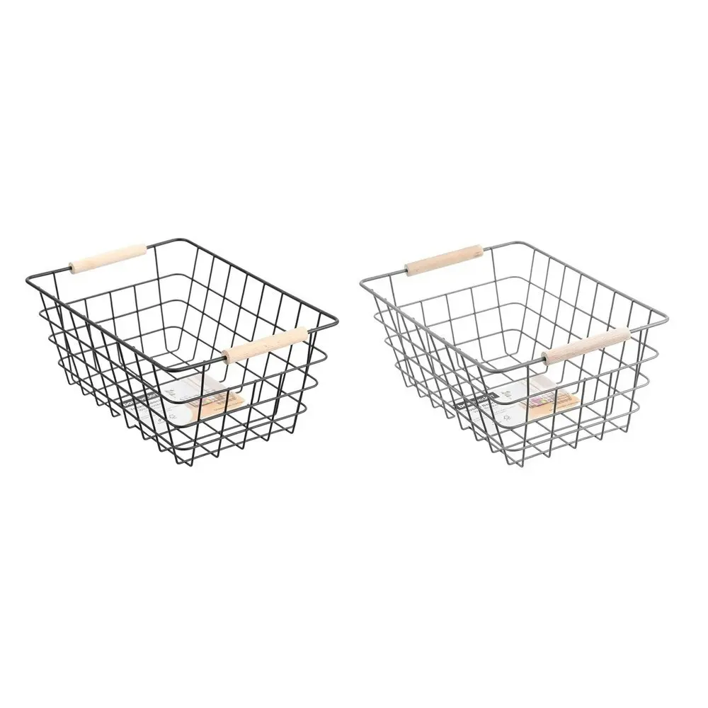 4x Boxsweden Toska 30cm Wire Basket Storage Organiser w/ Beech Handle Assorted