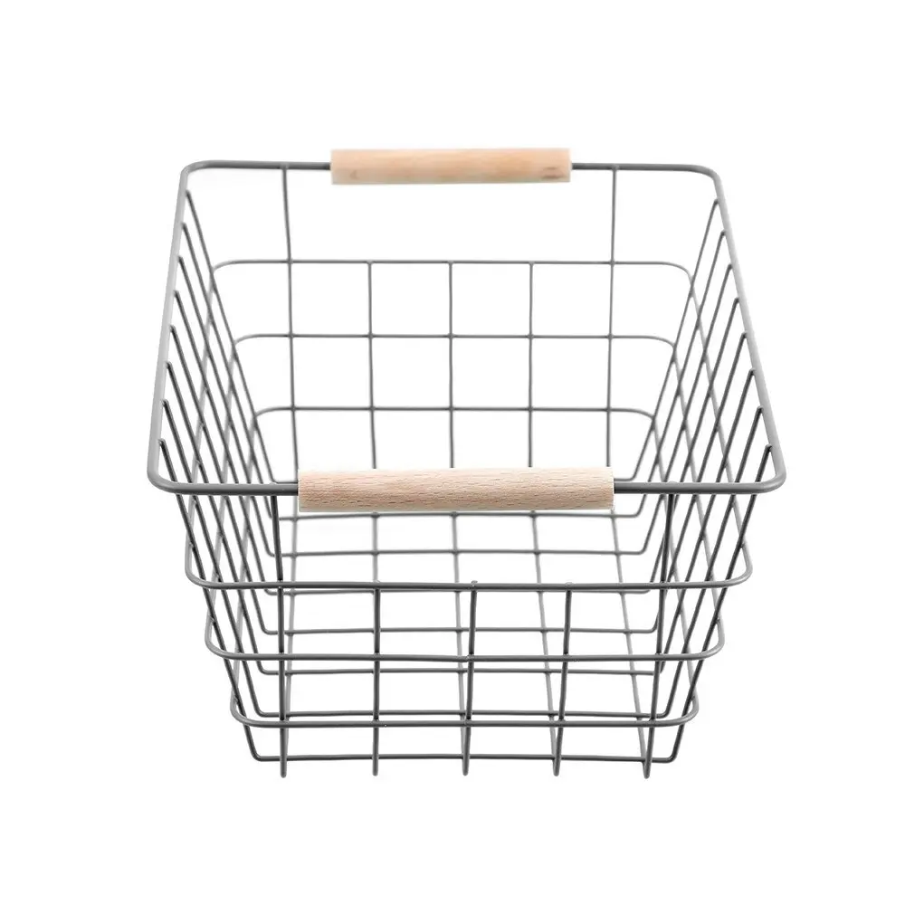 4x Boxsweden Toska 30cm Wire Basket Storage Organiser w/ Beech Handle Assorted