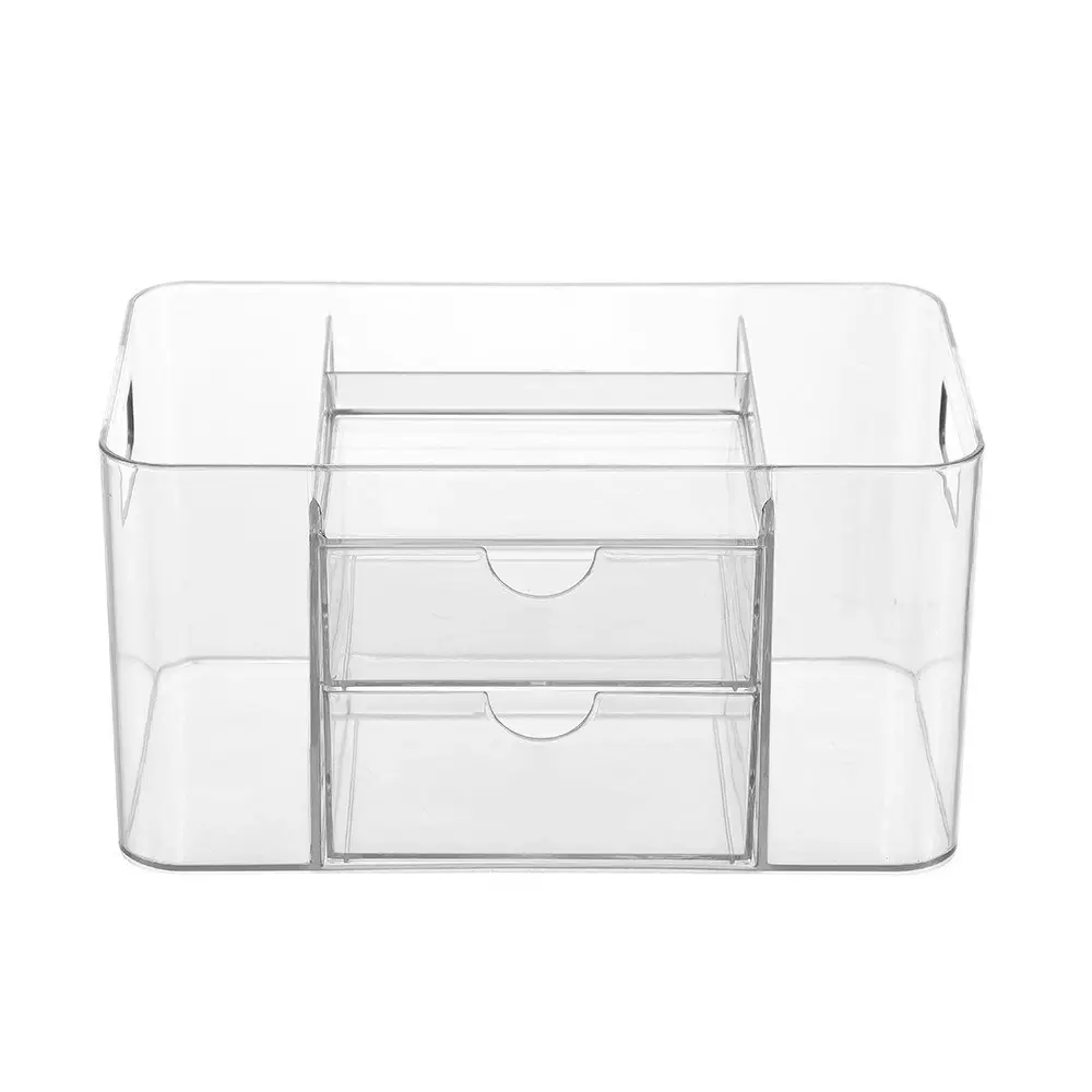 3x Boxsweden Crystal 24.5x14.5cm Desktop Home Organiser Storage Container Clear