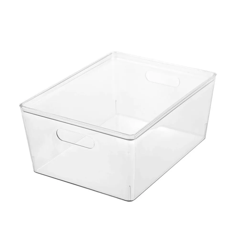 2x Boxsweden Tidy 34x26cm 11.3L Crystal Lidded Kitchen Storage Organiser Box CLR