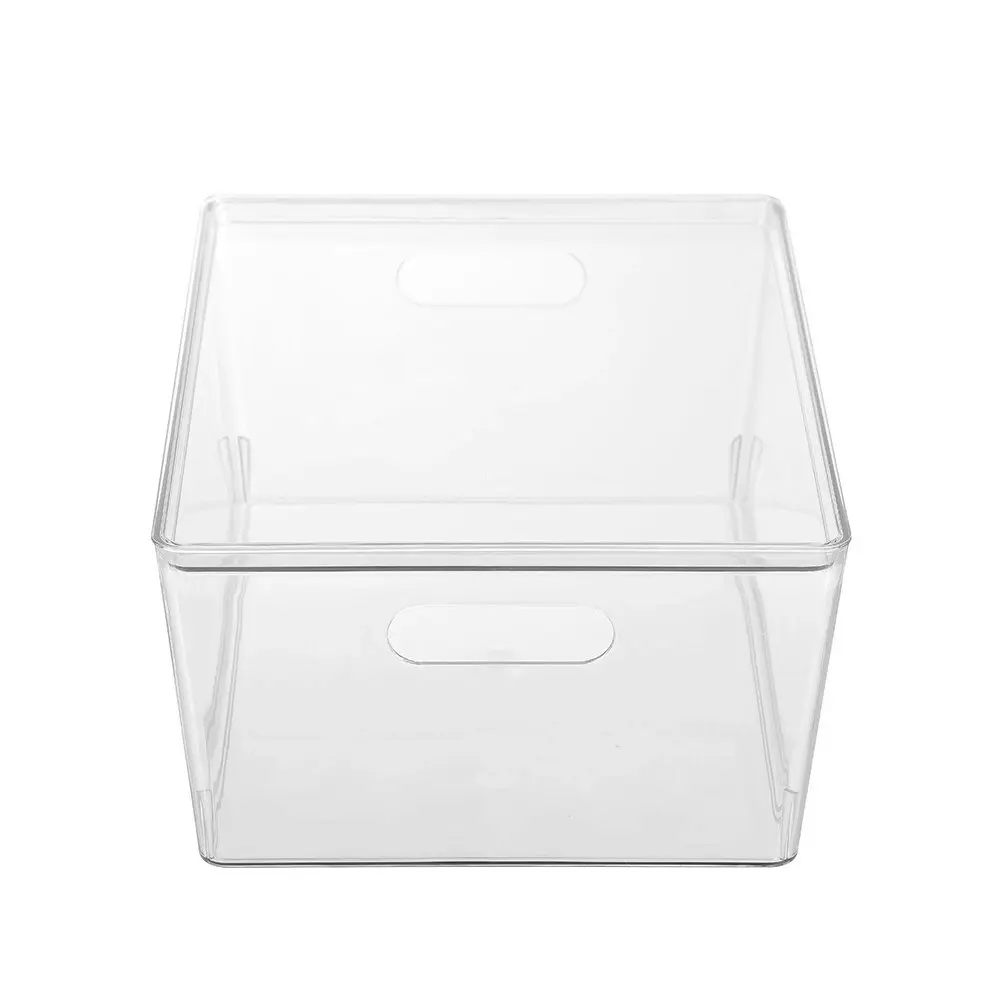 2x Boxsweden Tidy 34x26cm 11.3L Crystal Lidded Kitchen Storage Organiser Box CLR