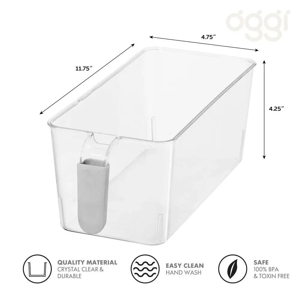 2pc Oggi Cabinet Storage Bins Food Container w/ Easy Grip Handles Medium Clear