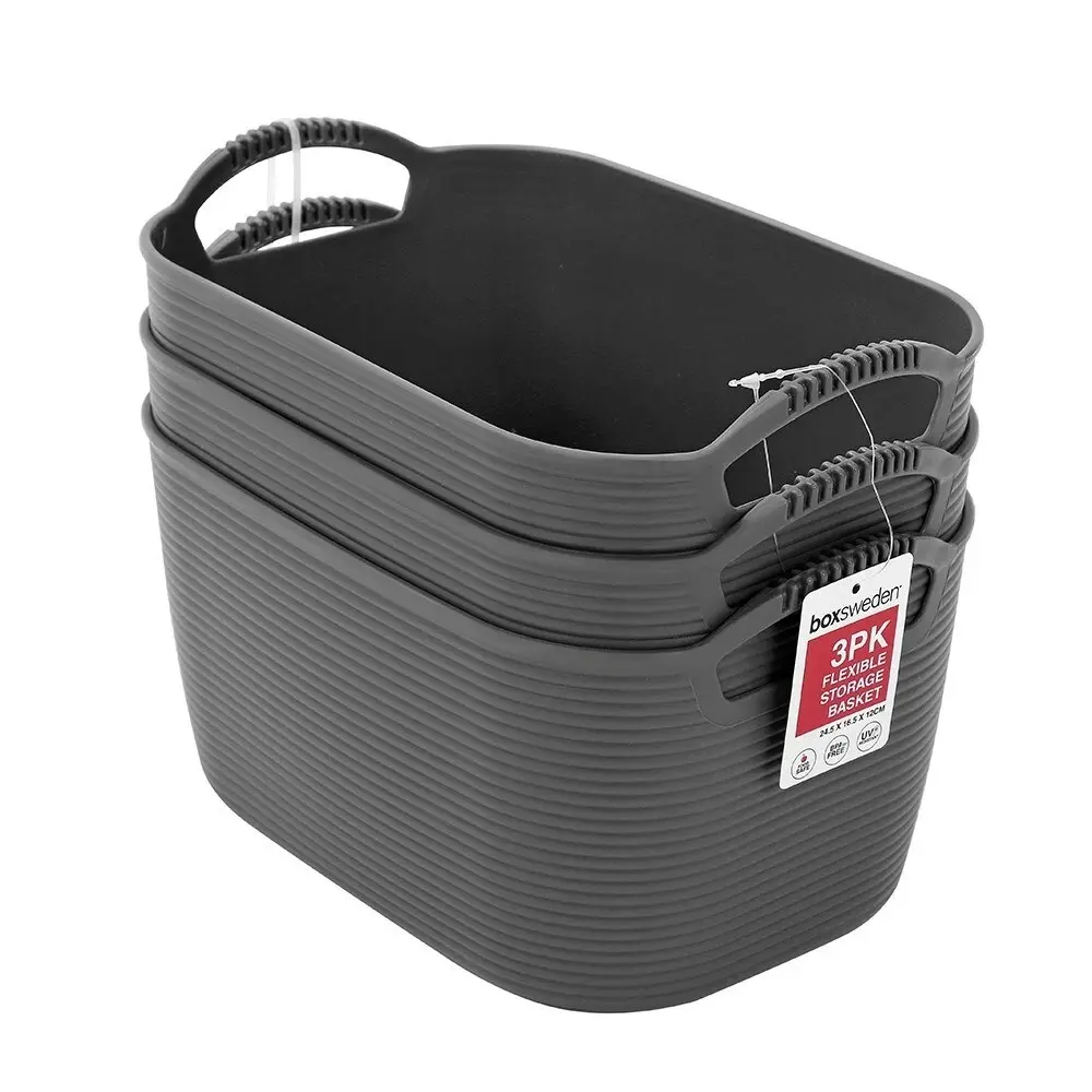 6PK Boxsweden 24.5cm Flexible Storage Basket Container w/Carry Handles Sml Asst