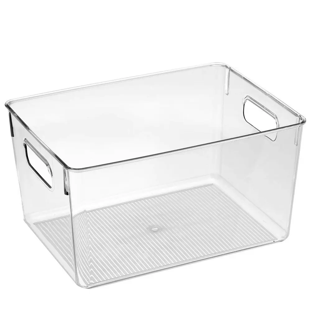 3x Boxsweden Crystal Plastic Storage Container 28cm LRG Fridge/Pantry Organiser