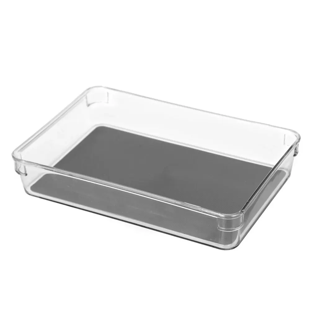 5x Boxsweden Crystal Plastic Non Slip Storage Tray 24cm Home/Pantry Organiser