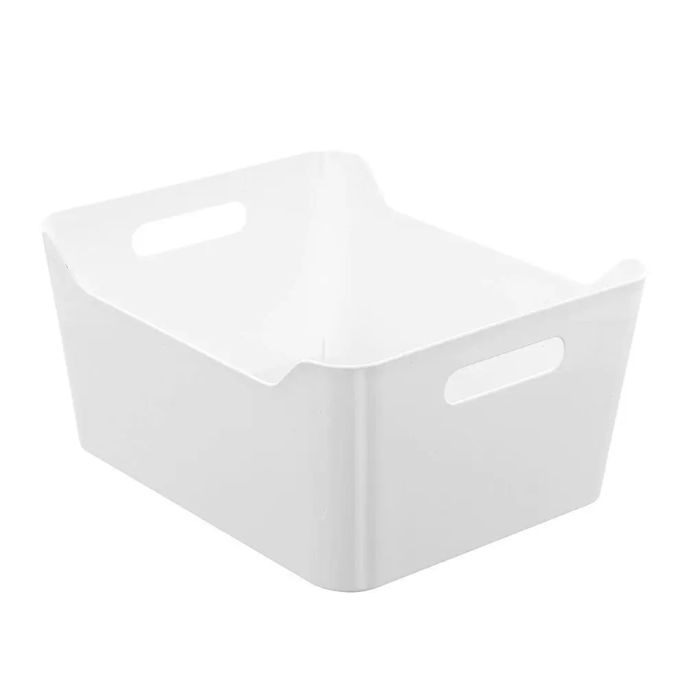 2x Boxsweden Crystal Storage XL Container 37cm w/ Handles Organiser Tray White