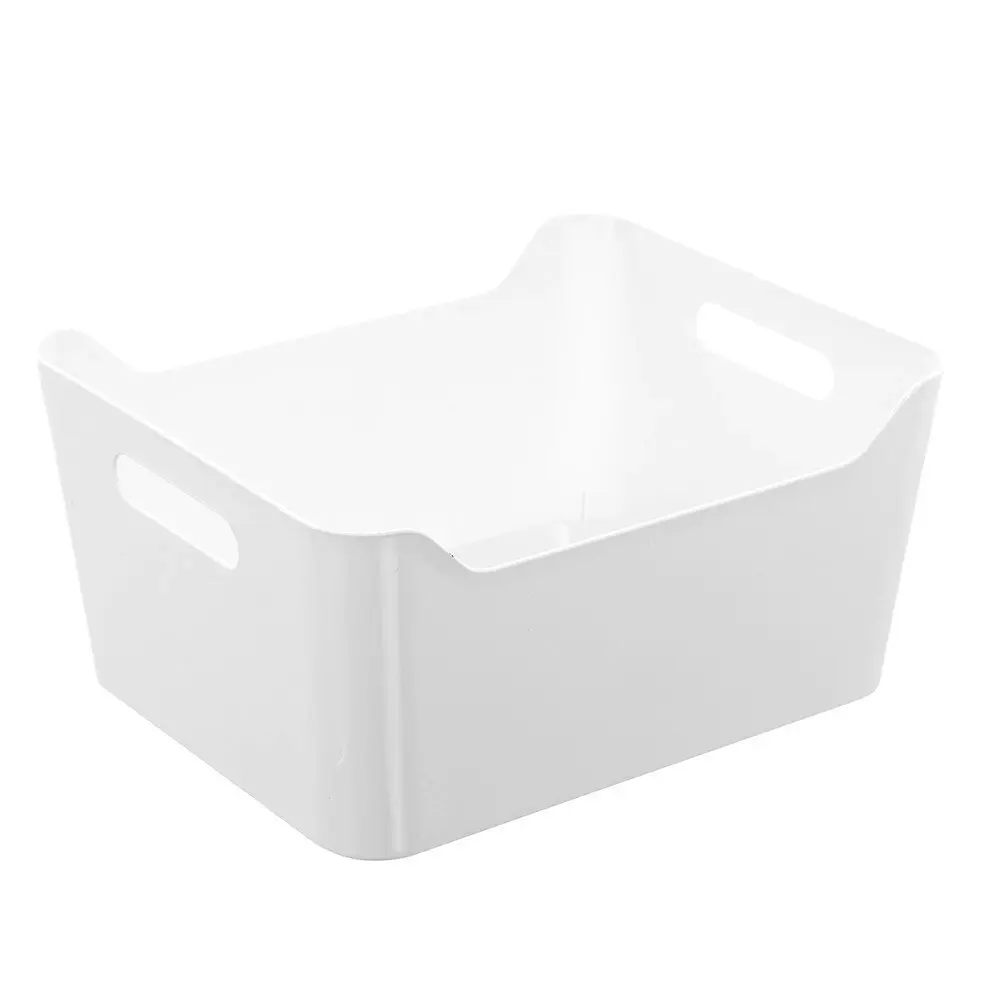 2x Boxsweden Crystal Storage XL Container 37cm w/ Handles Organiser Tray White