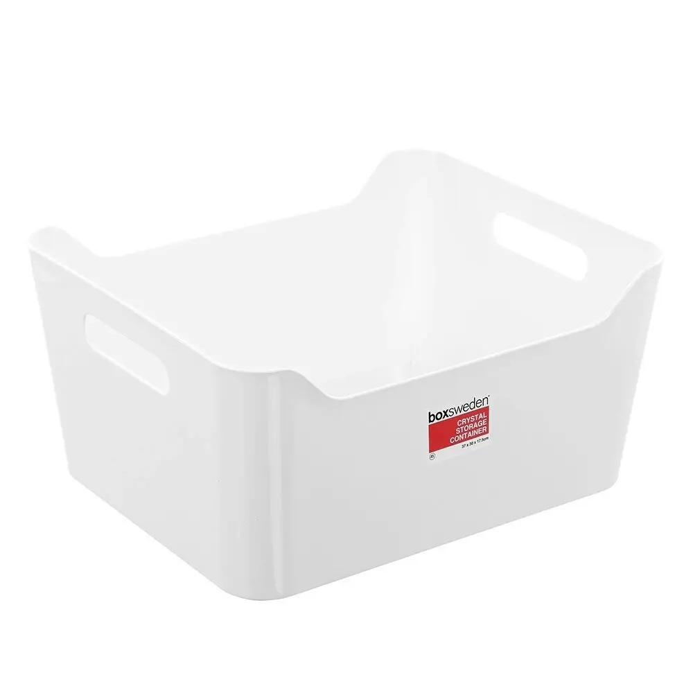 2x Boxsweden Crystal Storage XL Container 37cm w/ Handles Organiser Tray White