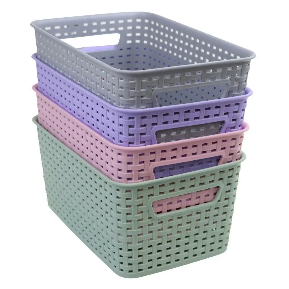 3x Boxsweden Woven Storage Basket 18.5cm w/ Handles Home Room Organiser Assort.