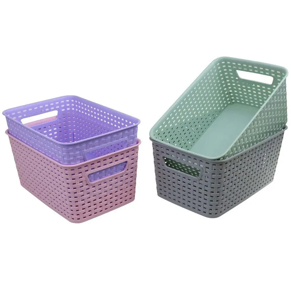 3x Boxsweden Woven Storage Basket 18.5cm w/ Handles Home Room Organiser Assort.