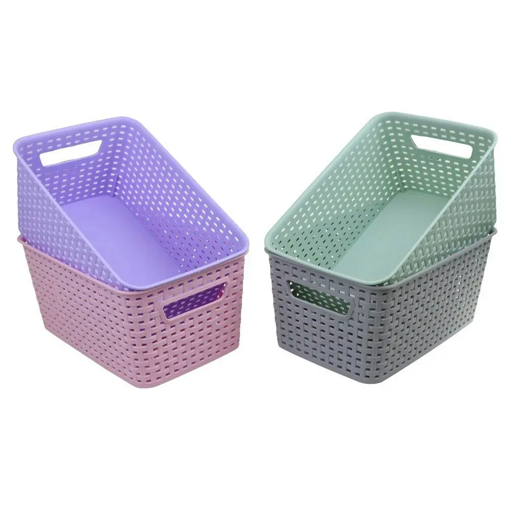 3x Boxsweden Woven Storage Basket 18.5cm w/ Handles Home Room Organiser Assort.