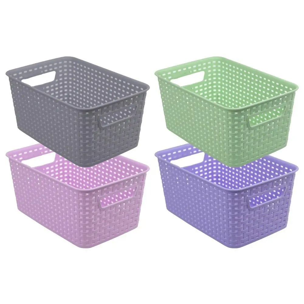 3x Boxsweden Woven Storage Basket 18.5cm w/ Handles Home Room Organiser Assort.