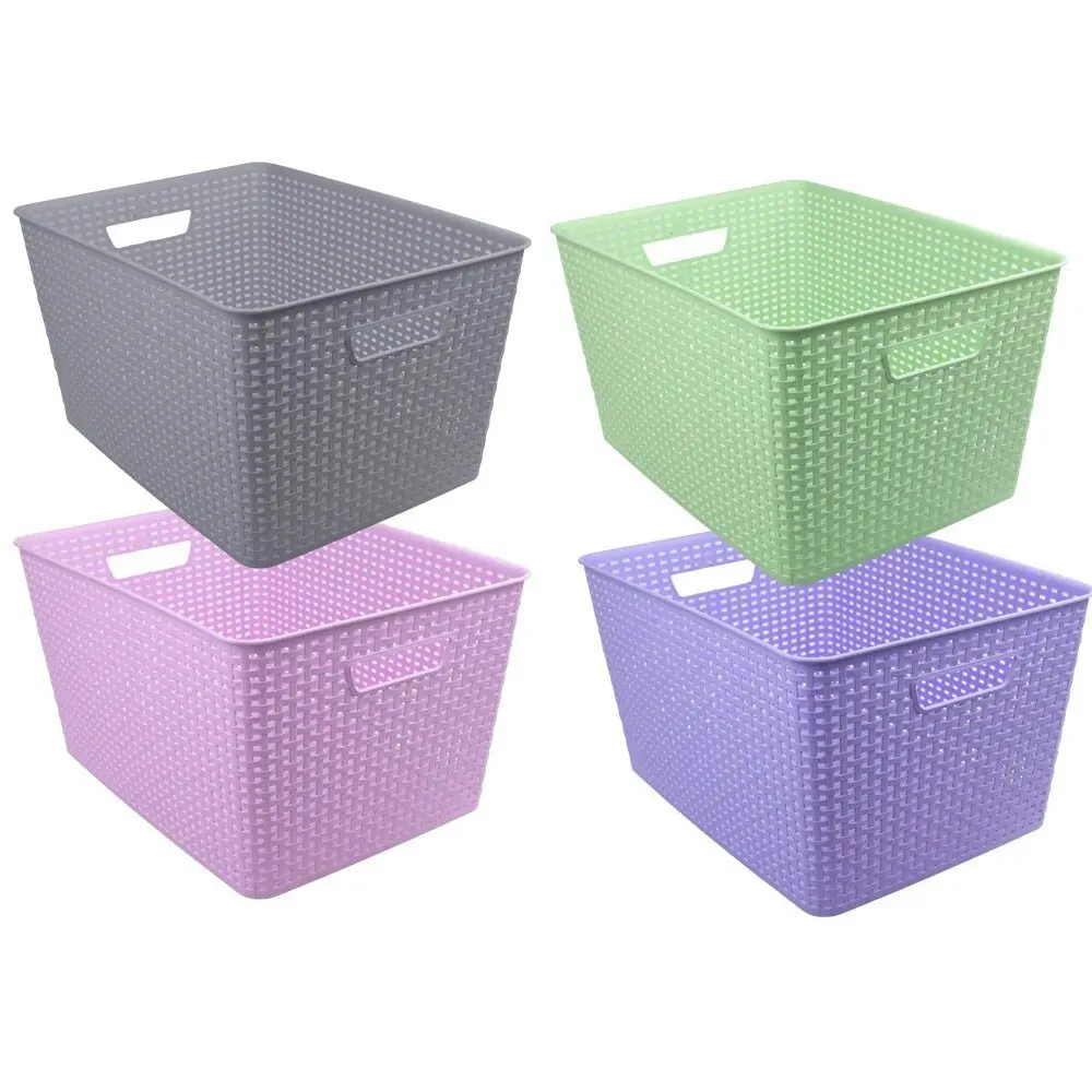 2x Boxsweden Basket Woven Pattern 34cm w/ Handles Storage Holder Organiser Asst