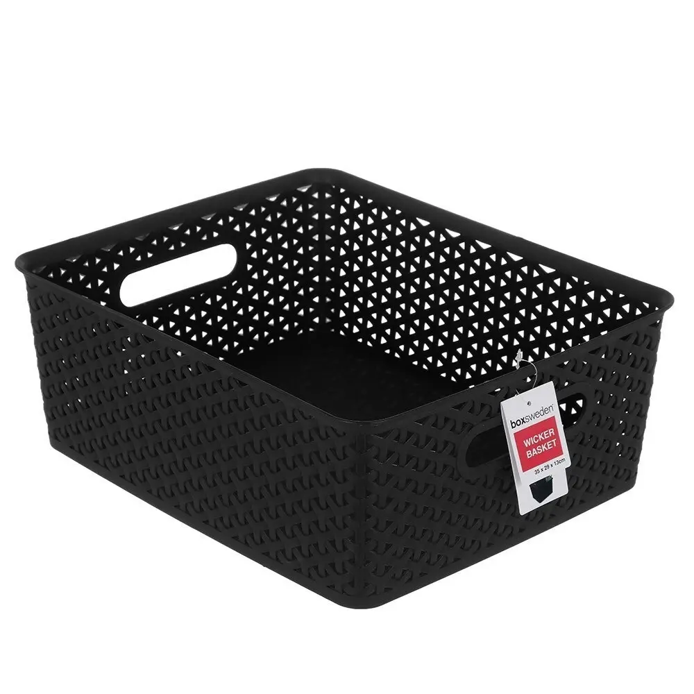 3x Boxsweden Organiser Basket Wicker Design 35cm Storage Box Containers Assort.