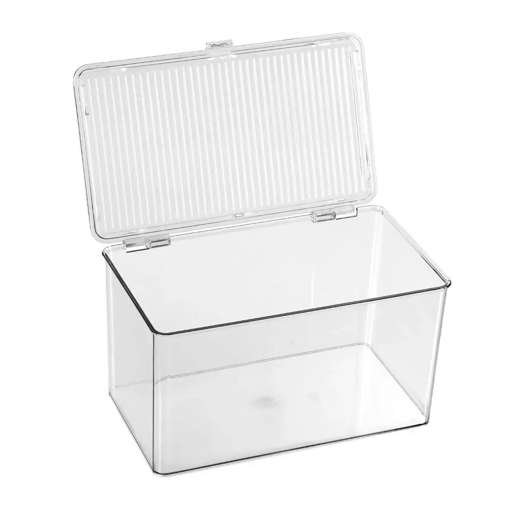 2x Boxsweden Crystal 5L Hinged Container w/ Lid 27.5cm Home Storage Organiser