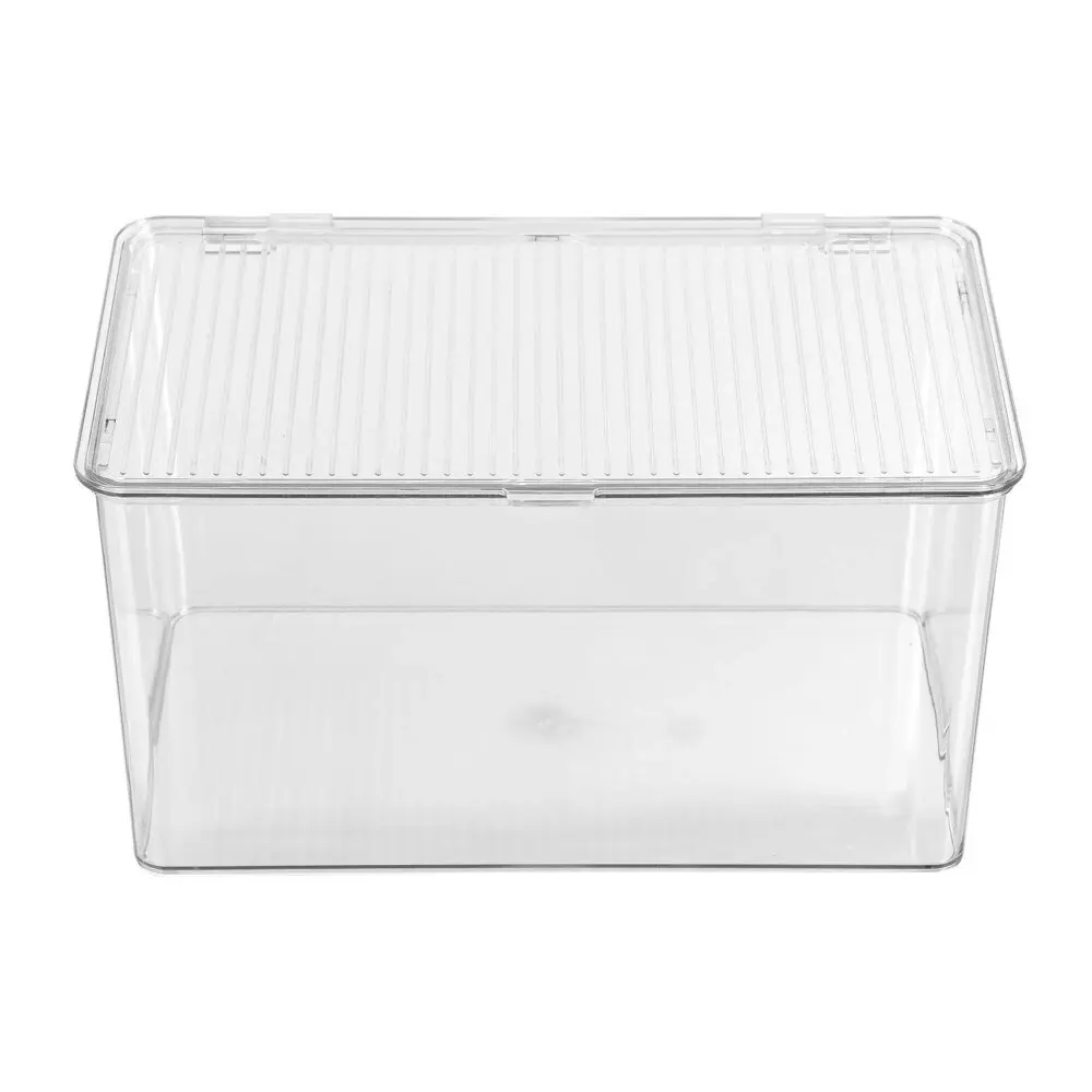 2x Boxsweden Crystal 5L Hinged Container w/ Lid 27.5cm Home Storage Organiser