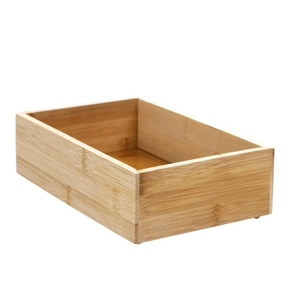 3x Boxsweden Bamboo Organisation Tray 23x15cm Storage Organiser Home Container