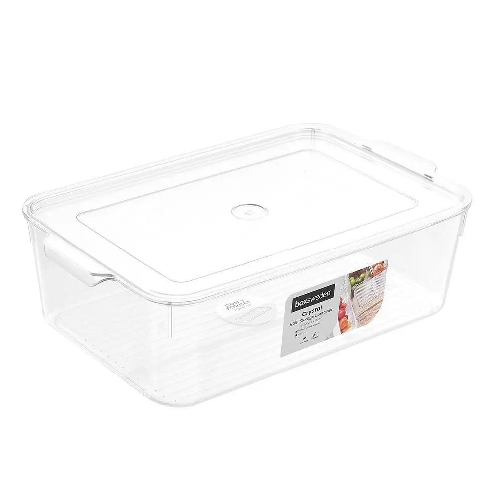 2x Boxsweden Crystal 5.25L/33.5cm Storage Stackable Container/Organiser w/ Lid