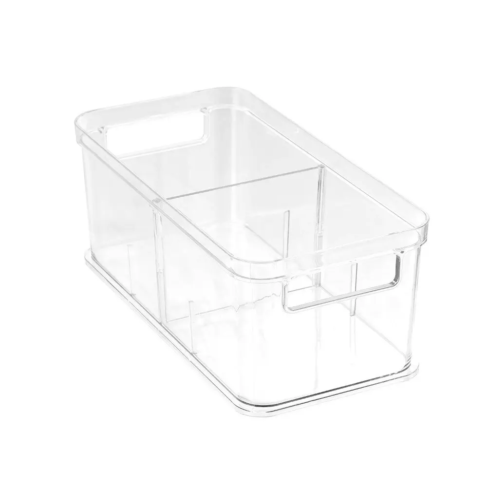 2x Boxsweden Crystal 28x14cm Storage Tray Organiser w/ Adjustable Divider Clear