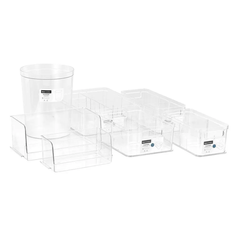 2x Boxsweden Crystal 28x14cm Storage Tray Organiser w/ Adjustable Divider Clear